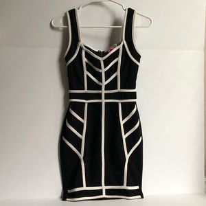 Black/white colorblock dress